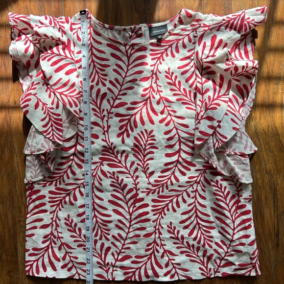 Who What Where Women’s Size M Linen Blend Blouse With Ruffles Summer Casual - Picture 5 of 8